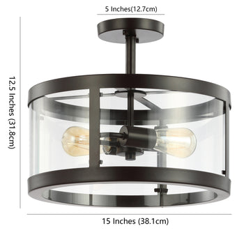 Herndon 15" Iron/Glass Modern LED Flush Mount - JONATHAN Y